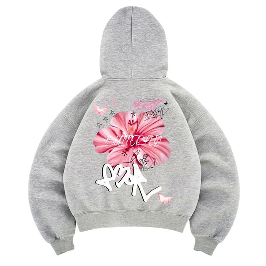 Hoodie amor gris modelo mangas globo