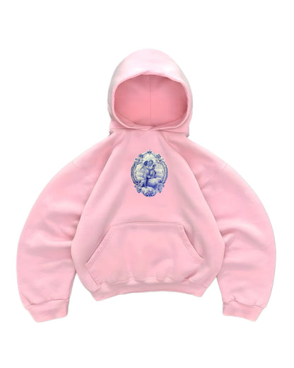 Hoodie emotion love modelo rosado manga globo