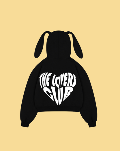 The lovers club - Hoodie Bunny black  puff