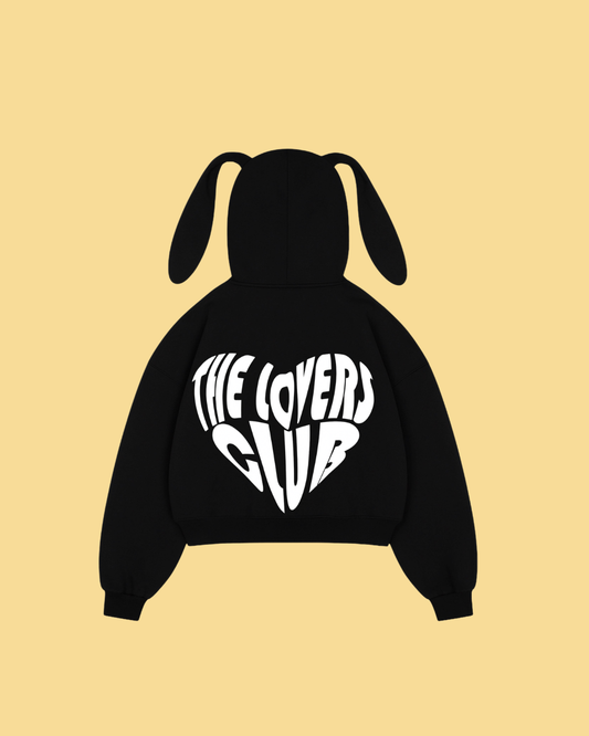 The lovers club - Hoodie Bunny black  puff