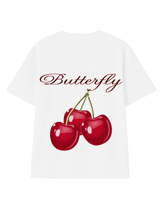 t-shirt cherry modelo recto blanco