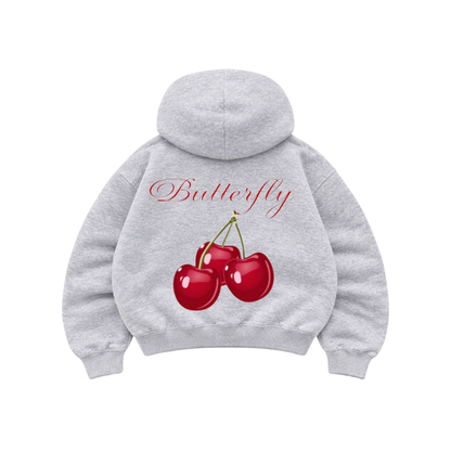 Red Cherry Gris - Hoodie Mangas Globo