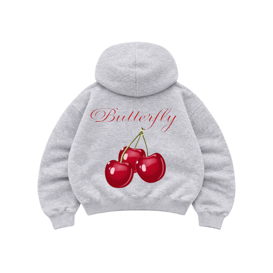 Red Cherry Gris - Hoodie Mangas Globo
