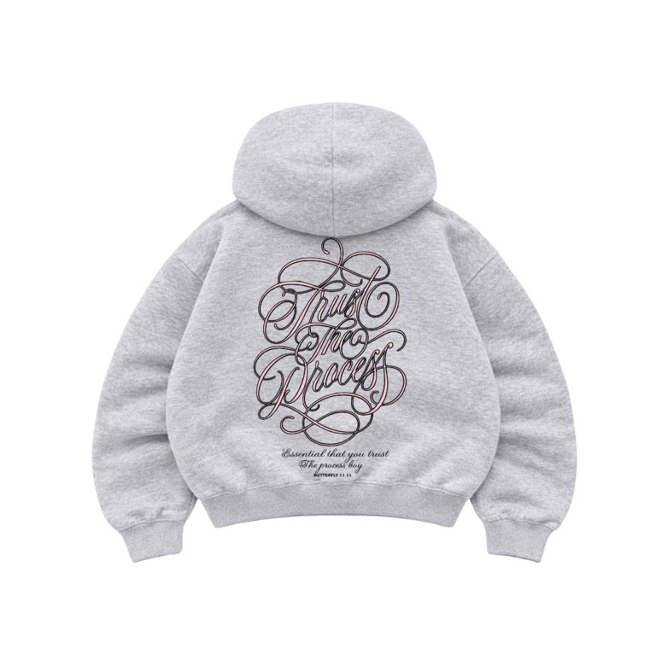 Trust The Process Gris - Hoodie Mangas Globo