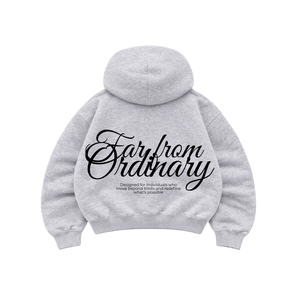 Far From Ordinary - Hoodie Mangas Globo Gris
