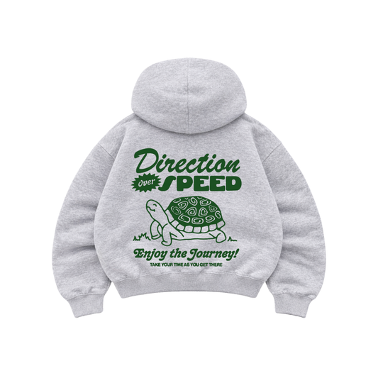Direction Speed Gris - Hoodie Mangas Globo