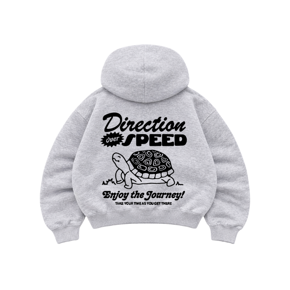 Direction Speed Gris - Hoodie Mangas Globo