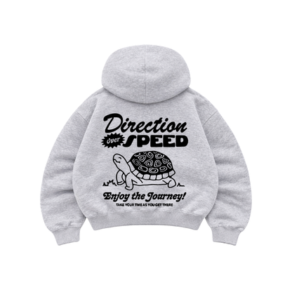 Direction Speed Gris - Hoodie Mangas Globo