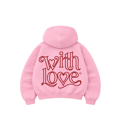 With love  - Hoodie Zip Mangas Globos pink puff