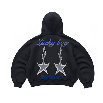 Hoodie  lucky boy modelo manga globo
