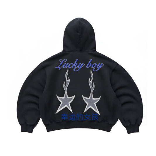 Hoodie  lucky boy modelo manga globo