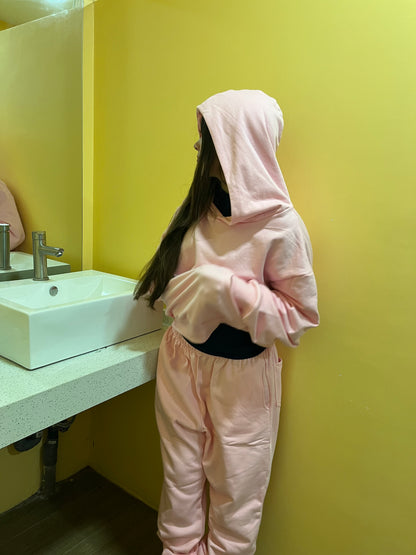Hoodie basic rosado mangas globo
