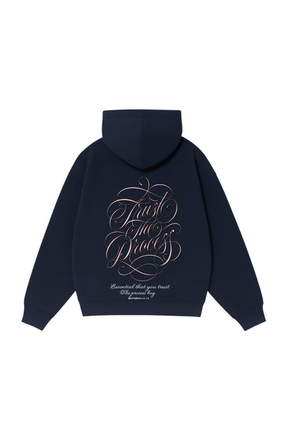 Hoodie trust the process modelo clásico azul marino