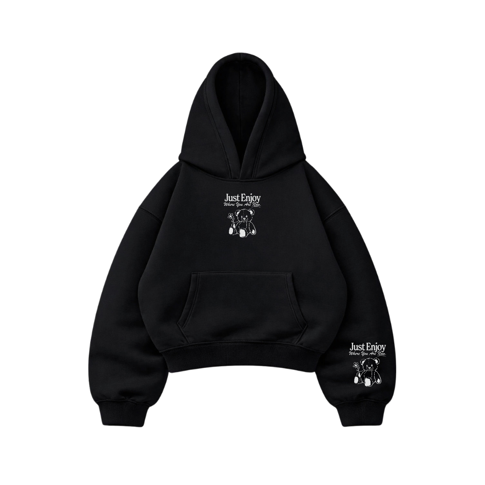 Just Enjoy - Hoodie Mangas Globo Black