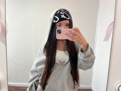 Basic Gris - Hoodie Zip Mangas Globos