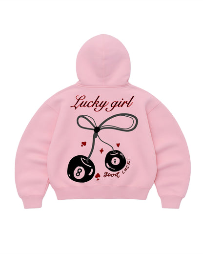 Hoodie  lucky modelo manga globo pink