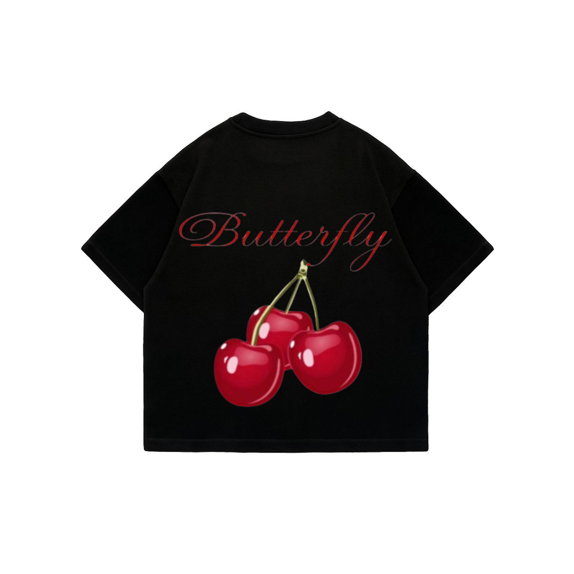 Red Cherry - Black Premium Boxy T-Shirt