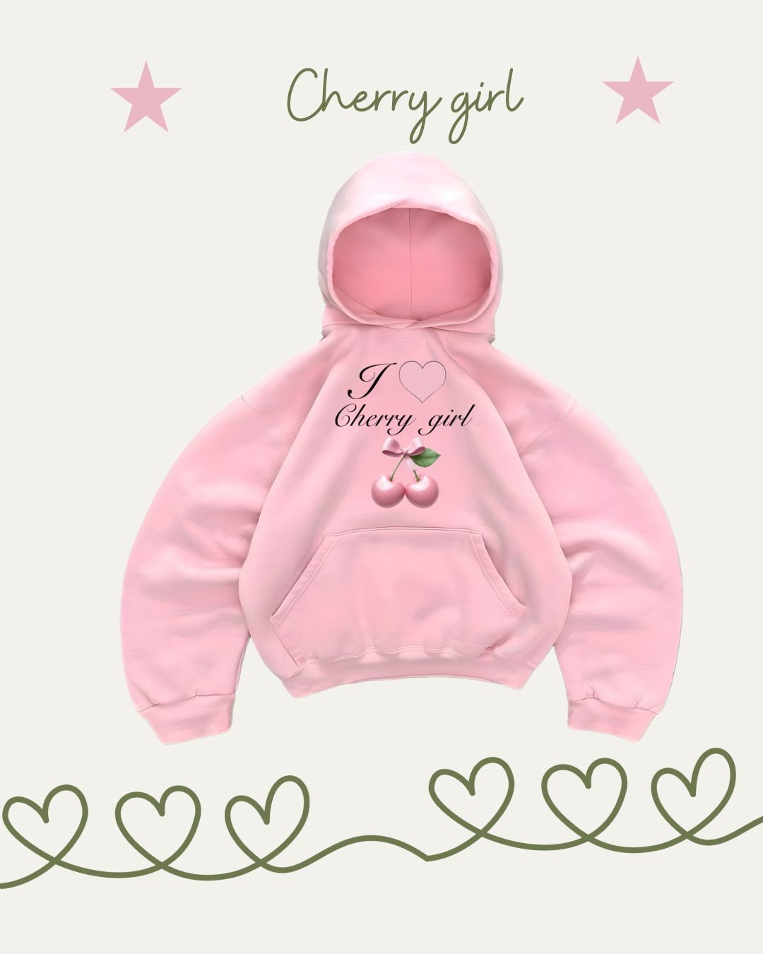 Hoodies cherry girl 🍒 rosado pastel