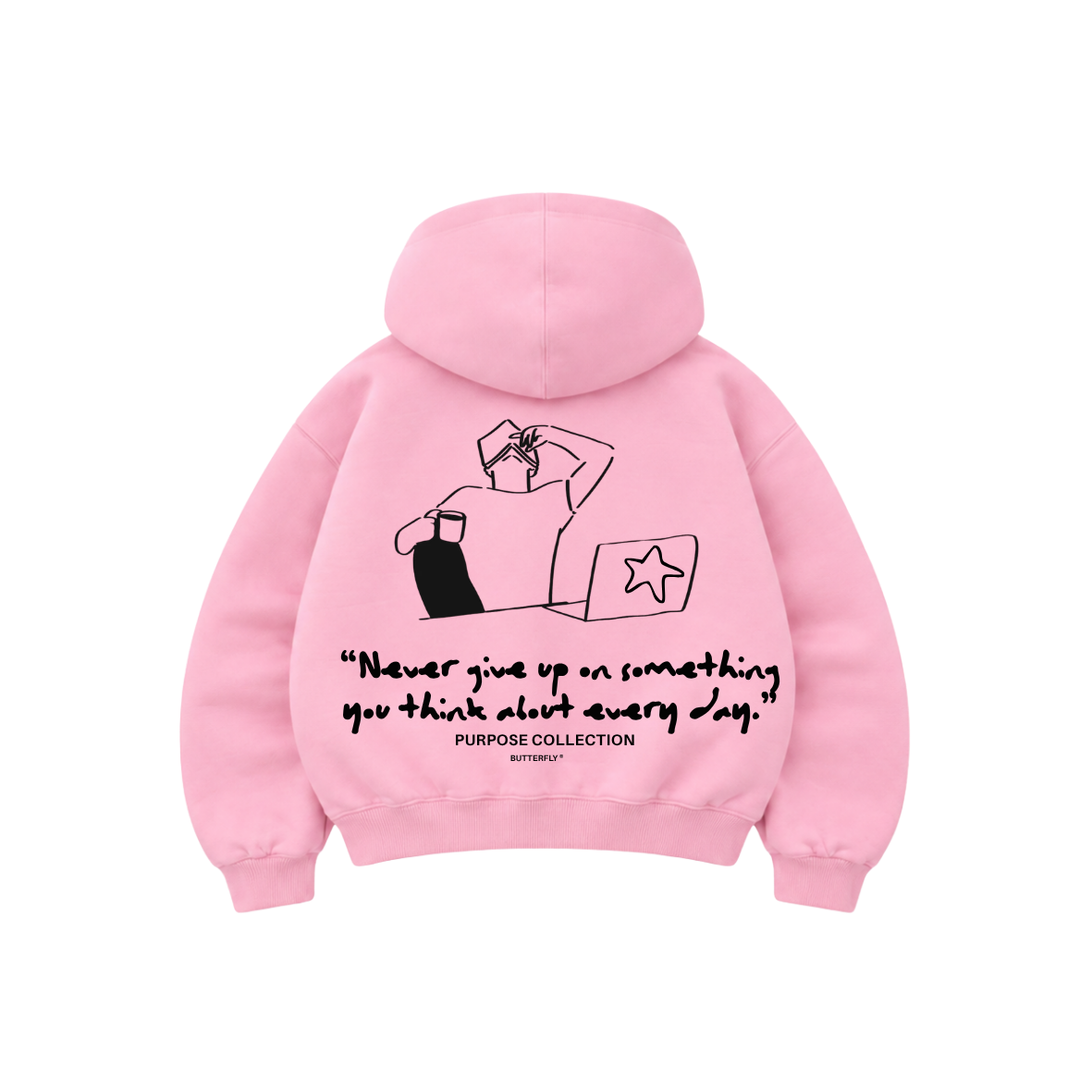 Purpose- Hoodie Zip Mangas Globos pink