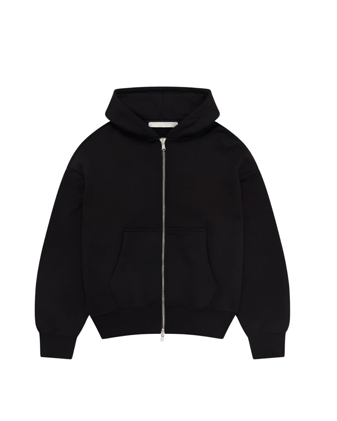 Hoodie basic negro zip  modelo clásico