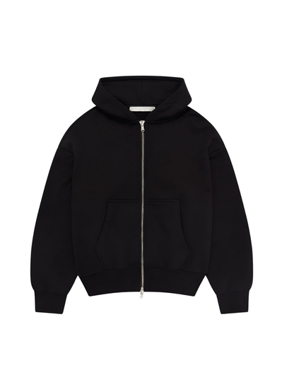Hoodie basic negro zip  modelo clásico