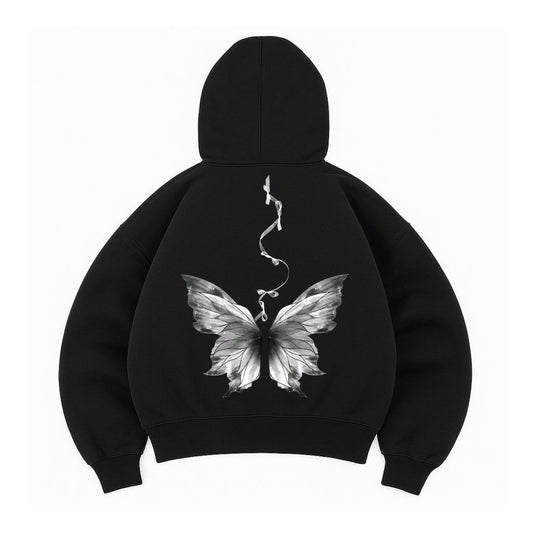 Hoodie Butterfly black mangas globo
