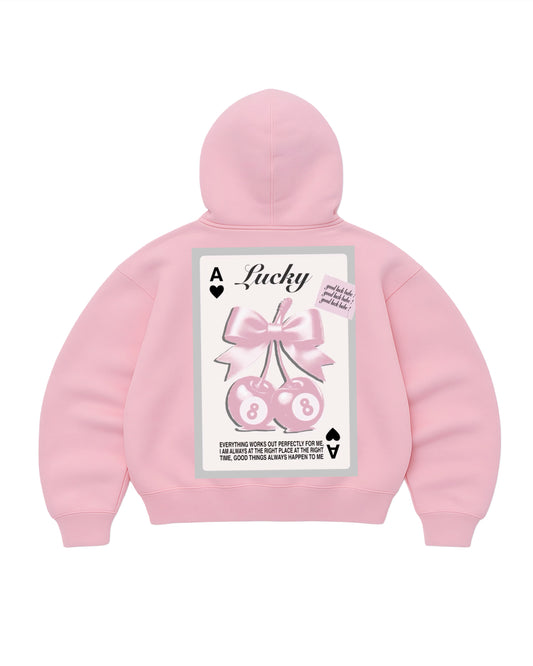 Hoodie  lucky modelo manga globo pink