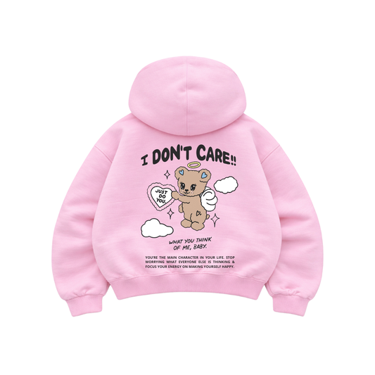 I Don't Care - Hoodie Mangas Globo Pink