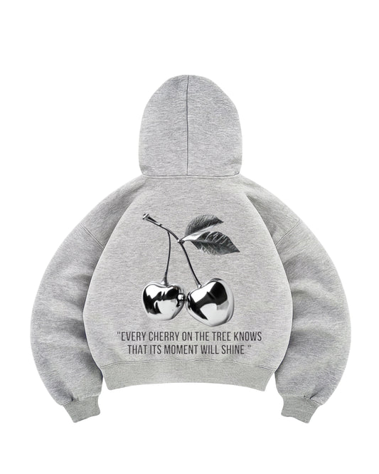 Hoodie cherry modelo manga globo gris