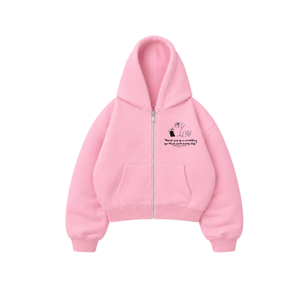Purpose- Hoodie Zip Mangas Globos pink