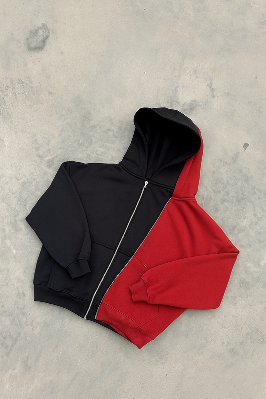 Hoodie basic rojo  zip  modelo clásico