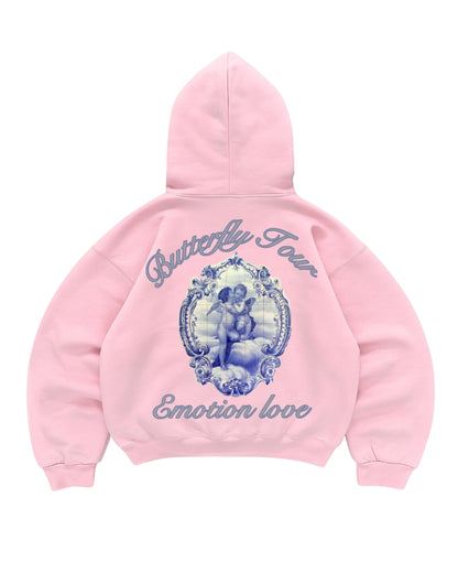 Hoodie emotion love modelo rosado manga globo