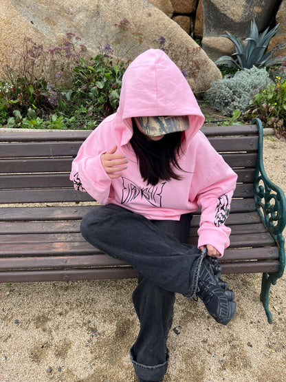 Butterfly Emblem Pink - Hoodie Mangas Globo