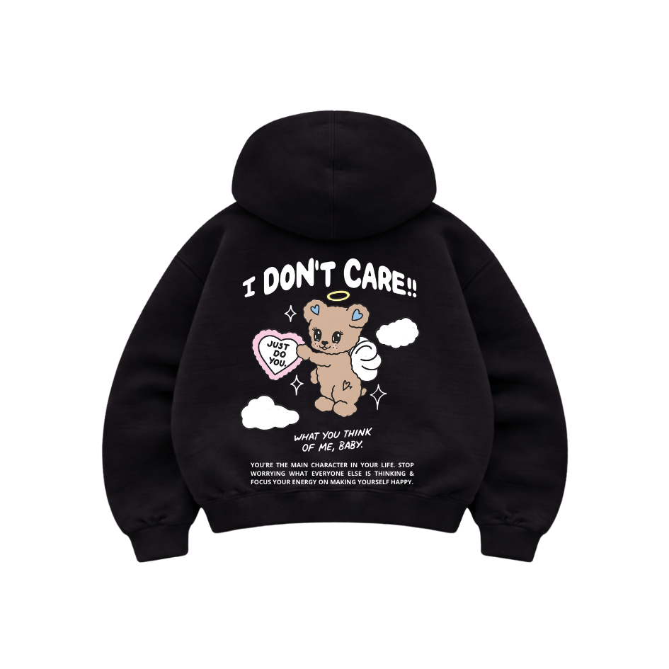 I don't care - Hoodie Mangas  Globo Black