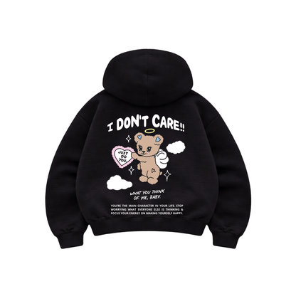I don't care - Hoodie Mangas  Globo Black