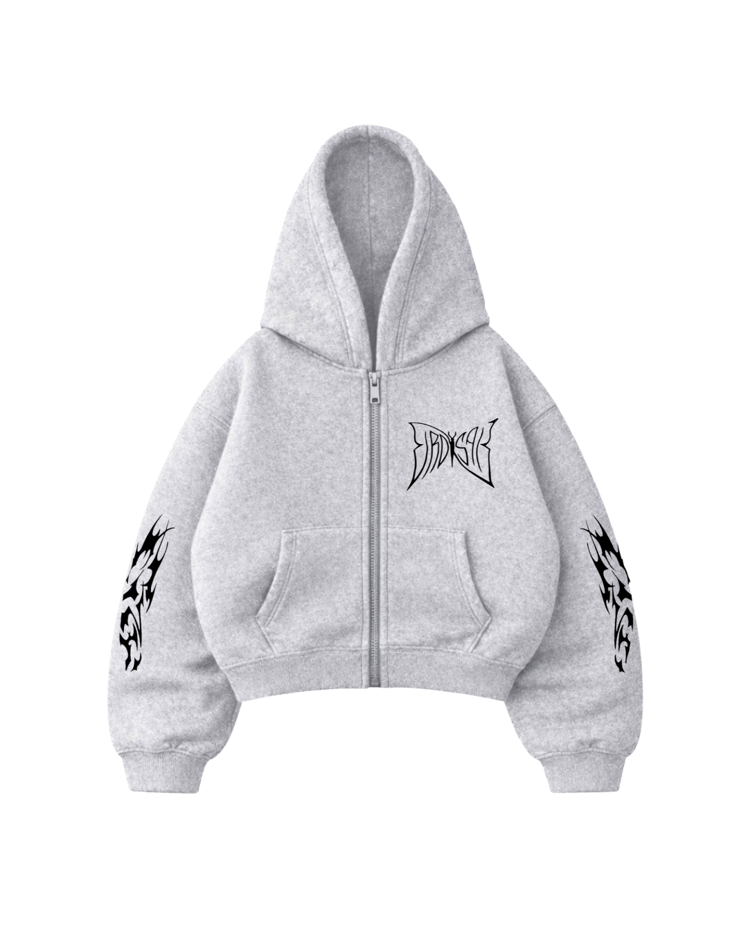 Butterfly Emblem  - Hoodie Zip  Mangas Globo grey