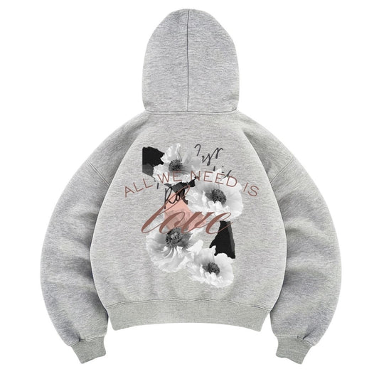 Hoodie need love gris mangas globo