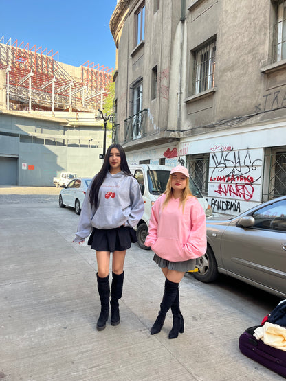 Hoodie basic rosado mangas globo