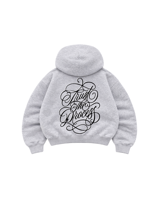 Trust The Process - Hoodie Zip Mangas Globos Gris