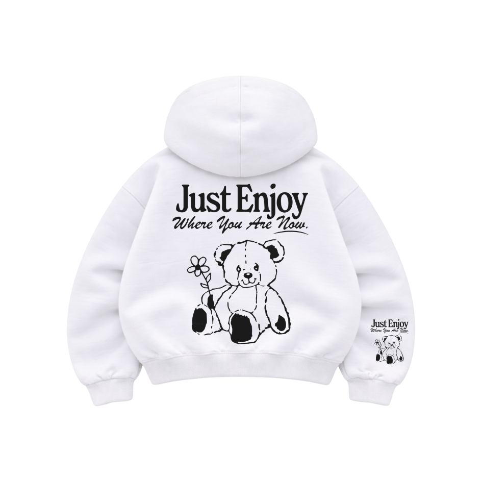 Just Enjoy - Hoodie Mangas Globo White