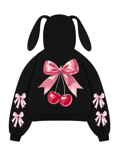 Hoodie bunny cherry modelo clásico negro