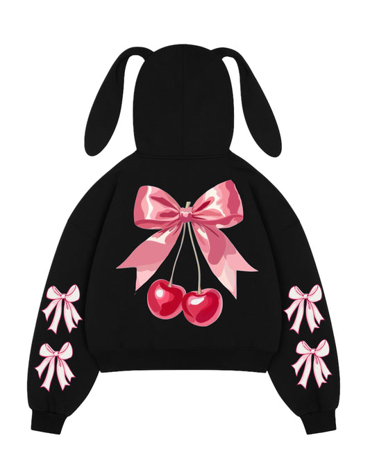 Hoodie bunny cherry modelo clásico negro