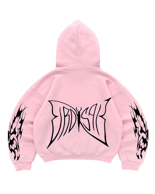 Hoodie butterfly club world modelo manga globo rosado