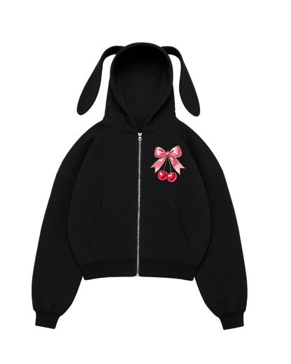Hoodie bunny cherry modelo clásico negro