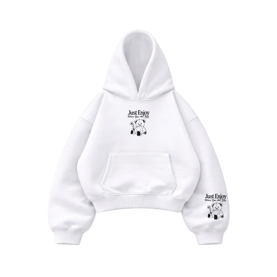 Just Enjoy - Hoodie Mangas Globo White