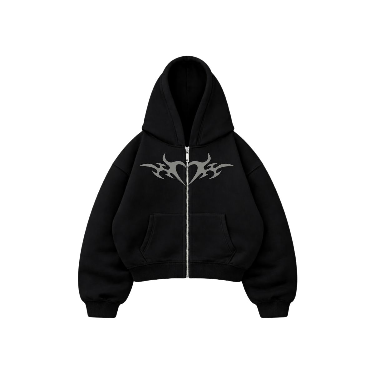 With love  - Hoodie Zip Mangas Globos black puff