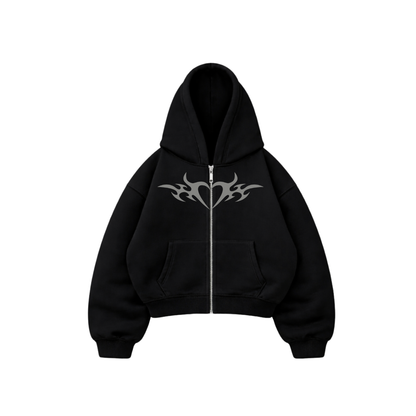 With love  - Hoodie Zip Mangas Globos black puff