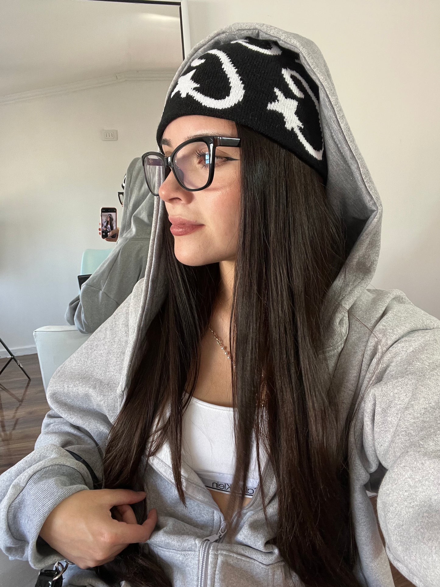 Basic Gris - Hoodie Zip Mangas Globos