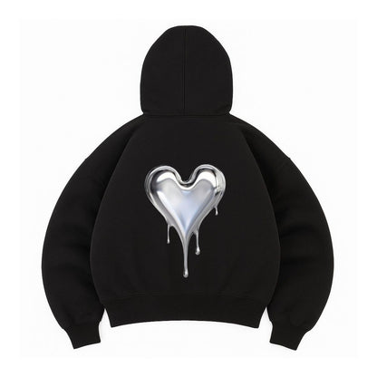 Hoodie hearth black mangas globo