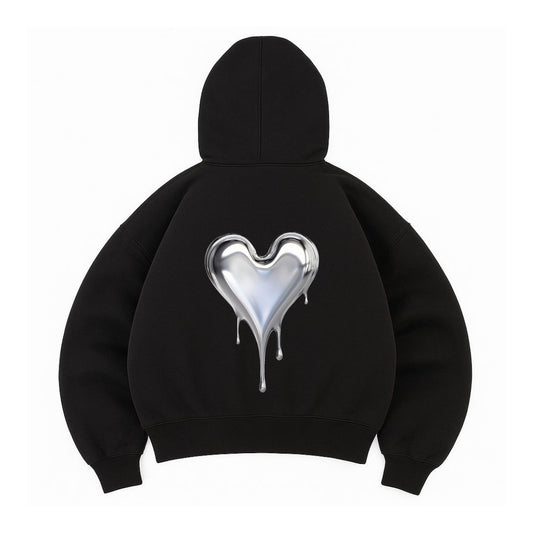 Hoodie hearth black mangas globo
